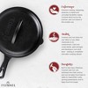 Cuisinel Cast Iron Skillet with Lid - 8"-inch Pre-Seasoned Covered Frying Pan Set + Silicone Handle and Lid Holders + Scraper/Cleaner - 3 of 4