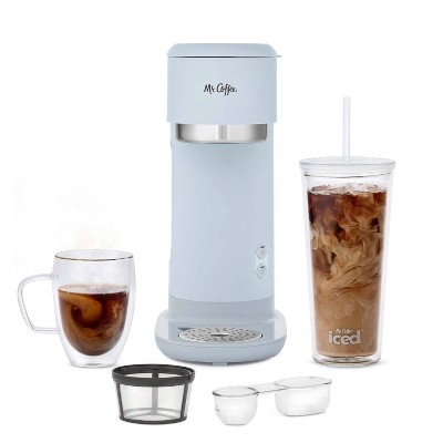 Photo 1 of Mr. Coffee Iced Hot Single-Serve Coffee Maker with Reusable Tumbler and Nylon Filter - Light Gray