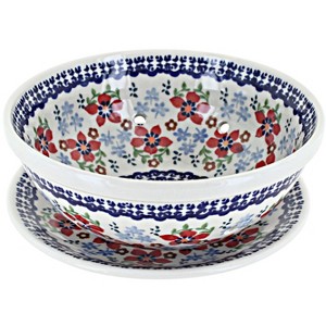 Blue Rose Polish Pottery M076 Manufaktura Berry Bowl With Plate - 1 of 1