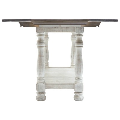 Rustic Gray and White Pine Wood Flip-Top Console Table with Storage