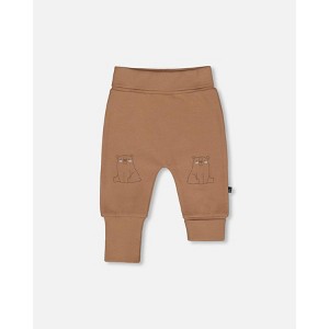 Deux par Deux Boy Organic Cotton Evolutive Pants Brown with Bears - 1 of 4