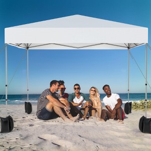 Pop Up Canopy Gazebo - 10x10 Ft Instant Shelter Tent with Wheeled Bag, UV50+ & Waterproof, 1-Person Setup for Camping Beach, White - 1 of 4