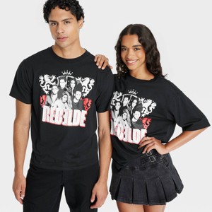 Latino Heritage Month Adult Short Sleeve Rebelde Graphic T-Shirt - Black - 1 of 3