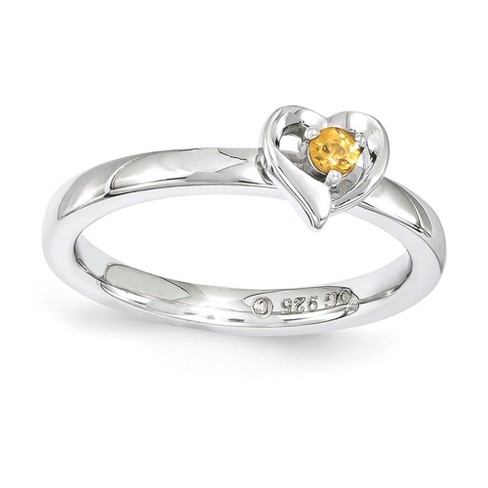 Black Bow Jewelry Sterling Silver Stackable Expressions Citrine 6mm Heart Ring Target