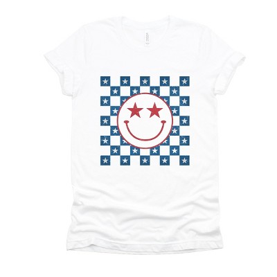 Simply Sage Market Patriotic Smiley Stars Short Sleeve Tee - XL - White