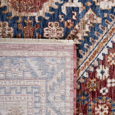 Heirloom Navy and Rust Synthetic Area Rug