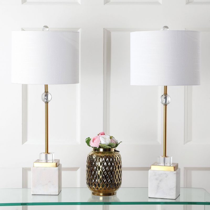 30&#34; (Set of 2) Dawson Marble/Crystal Table Lamp (Includes LED Light Bulb) White - JONATHAN Y, 4 of 6