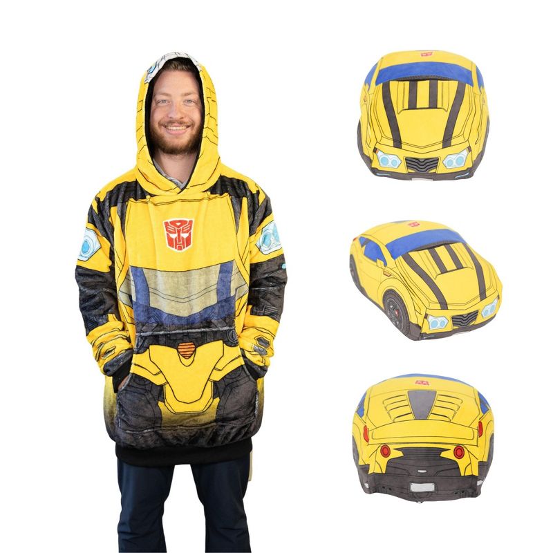Plushible Transformers Bumble Bee Adult Snugible Blanket Hoodie & Pillow, 1 of 10