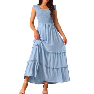 Seta T Women's Sleeveless Summer Scoop Neck Pockets Casual Maxi Dress