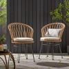 SKRAN 2-Piece Rattan Dining Chairs with Water-Resistant Cushions and Sturdy Frame, Outdoor Wicker Patio Seating for Kitchen Patio Deck - 2 of 4