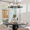 36 in. 6-Light Farmhouse Wagon Wheel Chandelier with Crystal Lampshade - 4 of 4