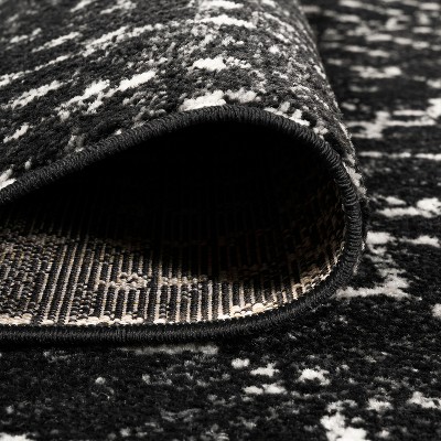 Ivory & Black Trellis Synthetic Easy-Care Rectangular Rug