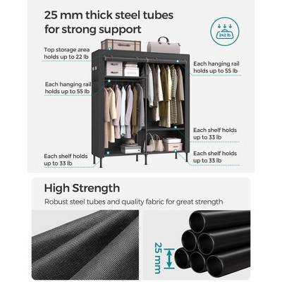Black Heavy Duty Freestanding Portable Wardrobe Closet with Cover