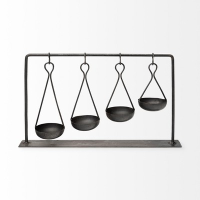 HomeRoots 19" Charcoal Metal Vintage Spice Rack Tabletop Sculpture