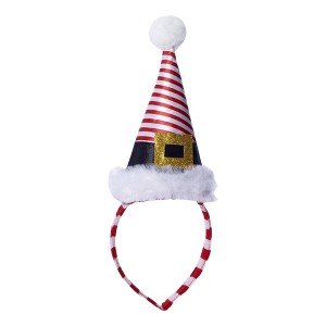 Forum Novelties Mini Striped Santa Hat Costume Headband - 1 of 3