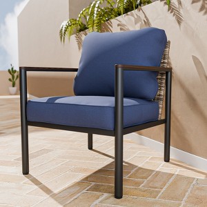 EAGLE PEAK Sunset Dune Collection Modern Patio Furniture Chair, Wicker Metal Outdoor Dining Chairs - 1 of 4