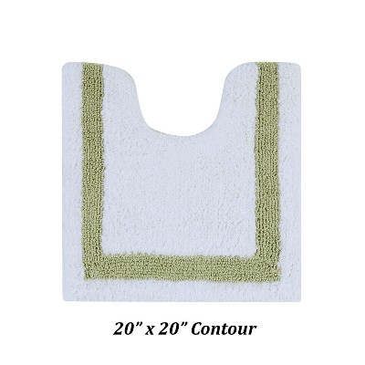 White and Sage Cotton Tufted Reversible Bath Rug Set, 2 Piece