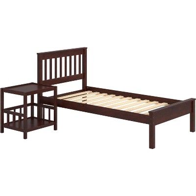 Donco Contempo Mission Twin Cappuccino Bed with Best Friend Nightstand Pet End Table