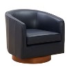 CAVINAS Leather Barrel Swivel Chair with Curved Backrest and Wood Base,Upholstered Swivel Living Room Chairs,Reading Chairs for Living Room - 2 of 4