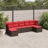 vidaXL Patio Sofa Set Black PE rattan 7 Piece Modular Patio Sofa Set - Brown and Red Without Table - 2 of 4