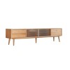Modern Solid Beech TV Cabinet,TV Console with Glass Doors and Storage Drawers,Wooden Living Room Media Console TV Cabinet-Cuddlewood - 2 of 4
