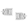 Haus of Brilliance Silver 1/4 Cttw Princess and Round Cut Diamond Halo Stud Earrings - 3 of 4