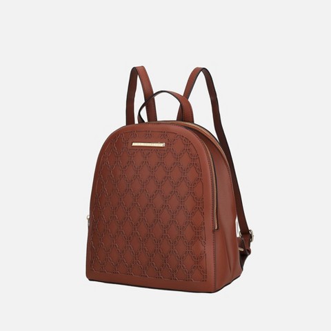 MKF Collection Sloane Vegan Leather Multi compartment Backpack by Mia K - Cognac