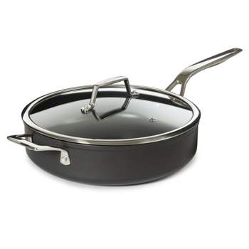 BergHOFF Essentials Non-stick Hard Anodized 11" Deep Skillet 4.3qt. With Glass Lid, Black