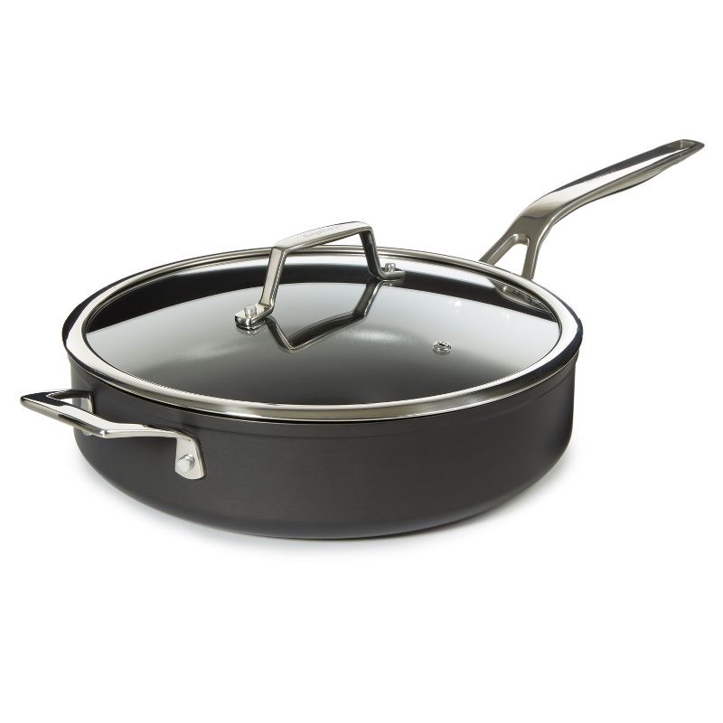 BergHOFF Essentials Non-stick Hard Anodized 11" Deep Skillet 4.3qt. With Glass Lid, Black, 1 of 8