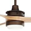 52" Casa Vieja Rustic Farmhouse 3 Blade Indoor Ceiling Fan with Dimmable LED Light Remote Control Oil Rubbed Bronze Natural Wood for Living Room House - 3 of 4