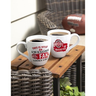 Evergreen Enterprises Ohio State Buckeyes Coffee Mug 17oz Ceramic 2 Piece Set with Gift Box