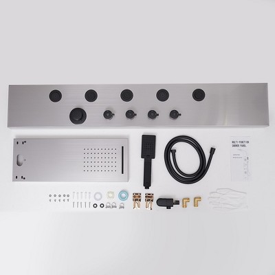 Black Nickel 5-Jet Rainfall Shower Panel System with Handheld Shower