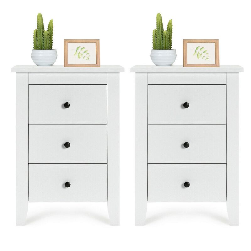 2PCS Nightstand End Beside Table Drawers Modern Storage Bedroom Furniture White, 5 of 10