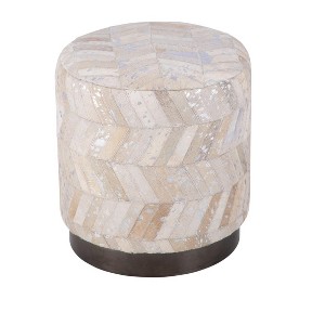 Carolina Chair  Table Handwoven Dionysus Silver Shevron Ottoman - 1 of 4