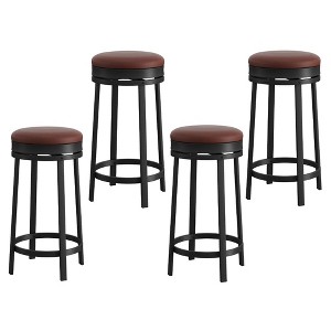 WhizMax 24'' Swivel Bar Stools with Footrest, Counter Height Barstools with PU Leather Upholstered and Metal Frame, Backless Round Bar Stools, Black - 1 of 4