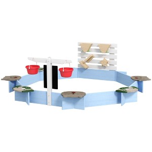 Aghana Digitals Pirate Ship Wooden Sandbox for Kids 3-7, Blue Fir Wood with Storage & Seats, - 1 of 4