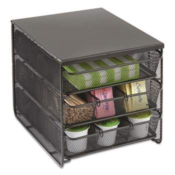 Safco 3 Drawer Hospitality Organizer 7 Compartments 11 1/2w x 8 1/4d x 8 1/4h Bk 3275BL