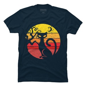 Men's Design By Humans Black Cat Halloween Costume Scary Vintage Cats By TaiHan T-Shirt - 1 of 4