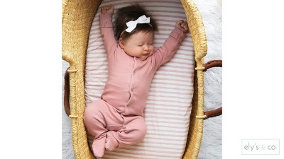Blue and Pink Striped Jersey Cotton Crib Sheet Set