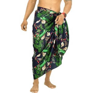 HAPPY BAY Men's Sarong Cover Ups Wrap Swim Beach One Size Prussian Floral - 1 of 4