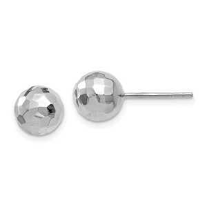 Black Bow Jewelry 8mm Polished Faceted Ball Post Earrings in 14k White Gold - 1 of 4