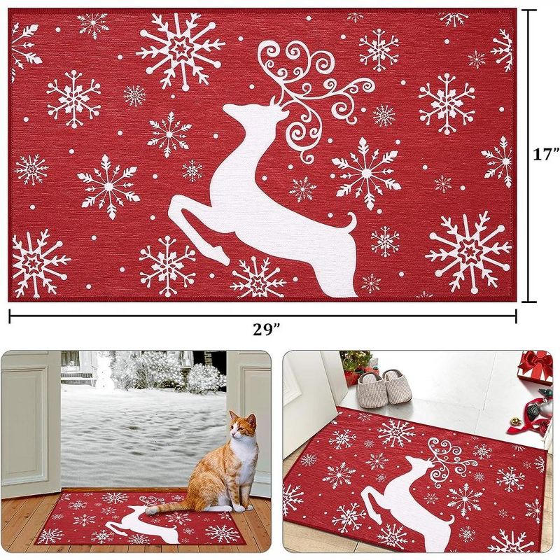 Christmas Deer Decorative Doormat Xmas Holiday Welcome Door Mat, 17" x 29", 3 of 6