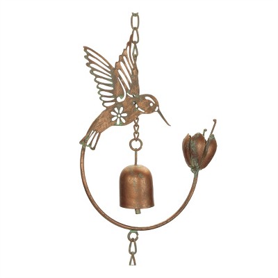 Iron Hummingbird and Bell Rain Chain