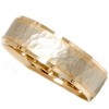 Pompeii3 Mens 14K Gold Two Tone Hammered Comfort Wedding Band - 2 of 4