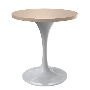 LeisureMod Verve 27" Round Dining Table - MDF Wood Top with Modern White Pedestal Base Accent Side Table for Kitchen and Home - 1 of 4