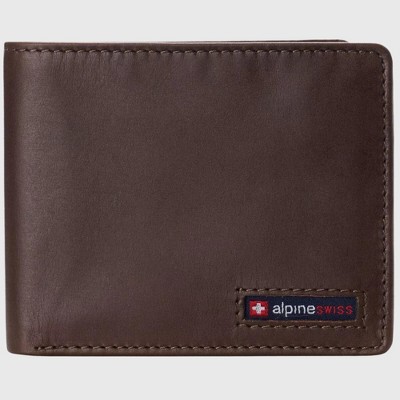 Alpine Swiss Mens Wallet for Men RFID Protected Leather Mens Wallet Spencer Bifold Divided Bill Section Gift Box 2 ID Windows 14 Card Storage Pockets
