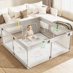 Fodoss Baby Playpen with Mat ，59 x59 In Playpen for Babies and Toddlers, Indoor & Outdoor Activity Center, Safety Baby Fence - 1 of 4