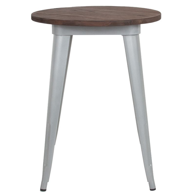 Flash Furniture 24" Round Metal Indoor Table with Rustic Wood Top, 4 of 5
