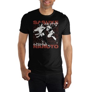 Sasuke Naruto Anime Cartoon Characters Mens Black Shirt - 1 of 1