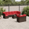 vidaXL 10 Piece Patio Sofa Set with Cushions - Brown and Red With Table - 2 of 4